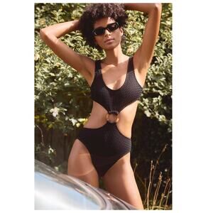 Montce Black Crochet Ky One-Piece Size XL